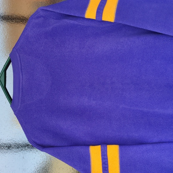 vintage Women's medium Minnesota Vikings fleece sweatshirt purple yellow stripes - Picture 10 of 11